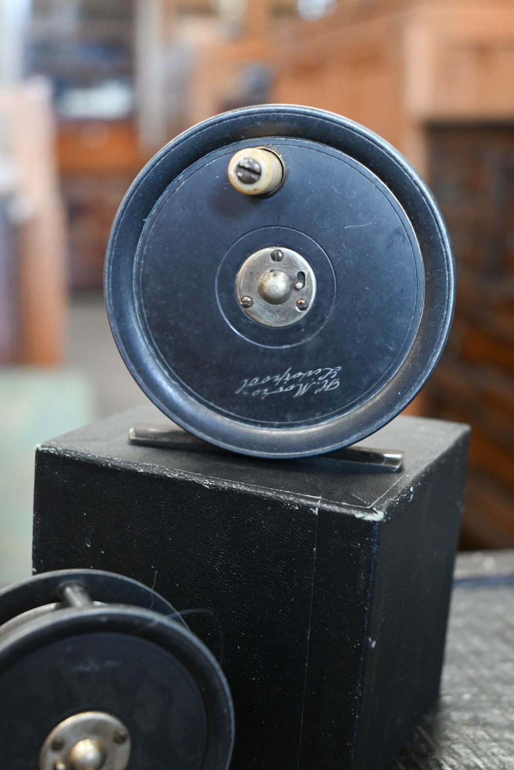 An antique 9cm fly-fishing reel by H Moore, Liverpool to/w a similar 7 cm reel by H Monk, - Image 2 of 4