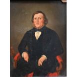 G R Healy - Portait of a seated gentleman, oil on canvas, signed and dated 1855, 28 x 21.5 cm