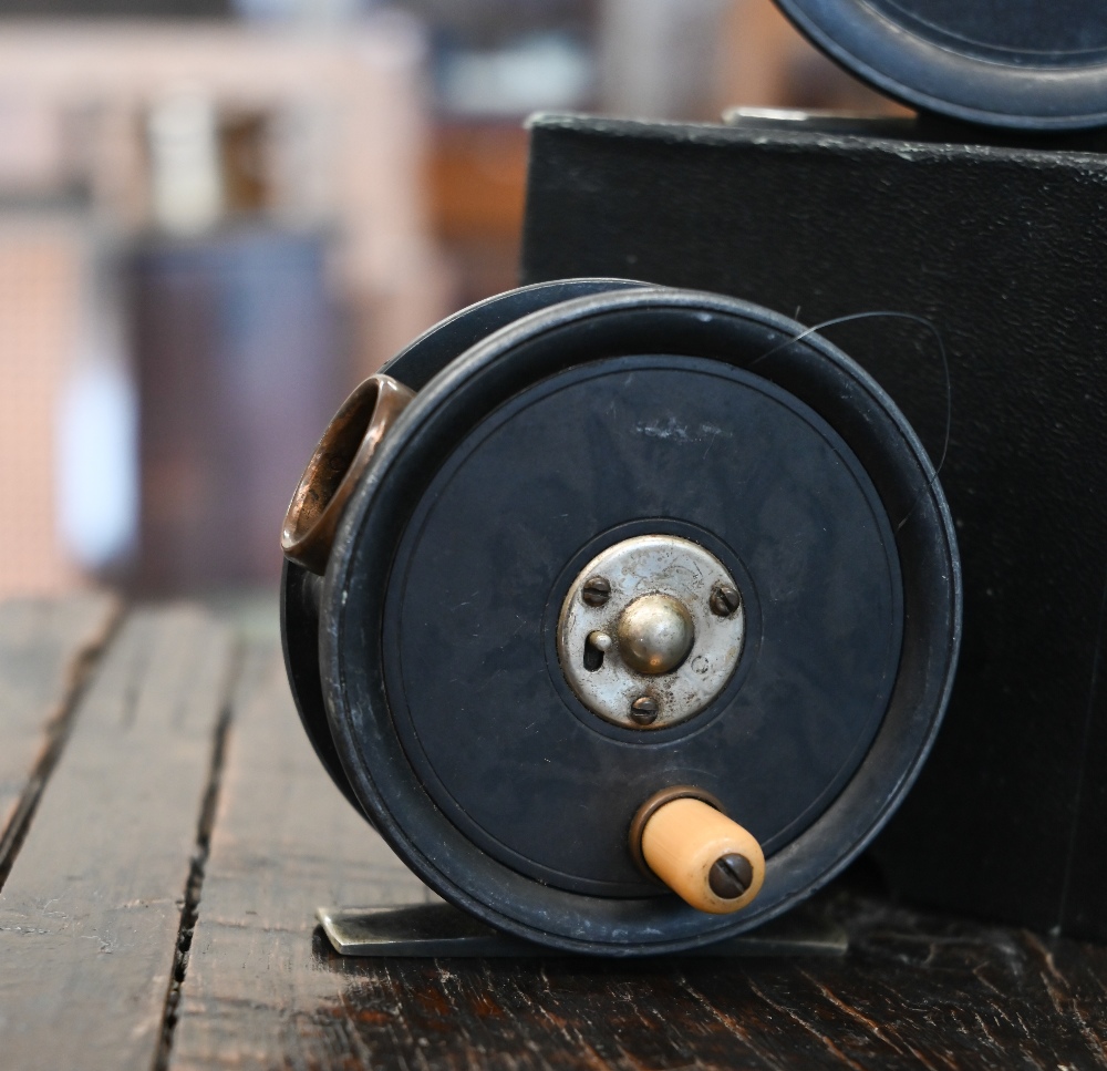 An antique 9cm fly-fishing reel by H Moore, Liverpool to/w a similar 7 cm reel by H Monk, - Image 3 of 4