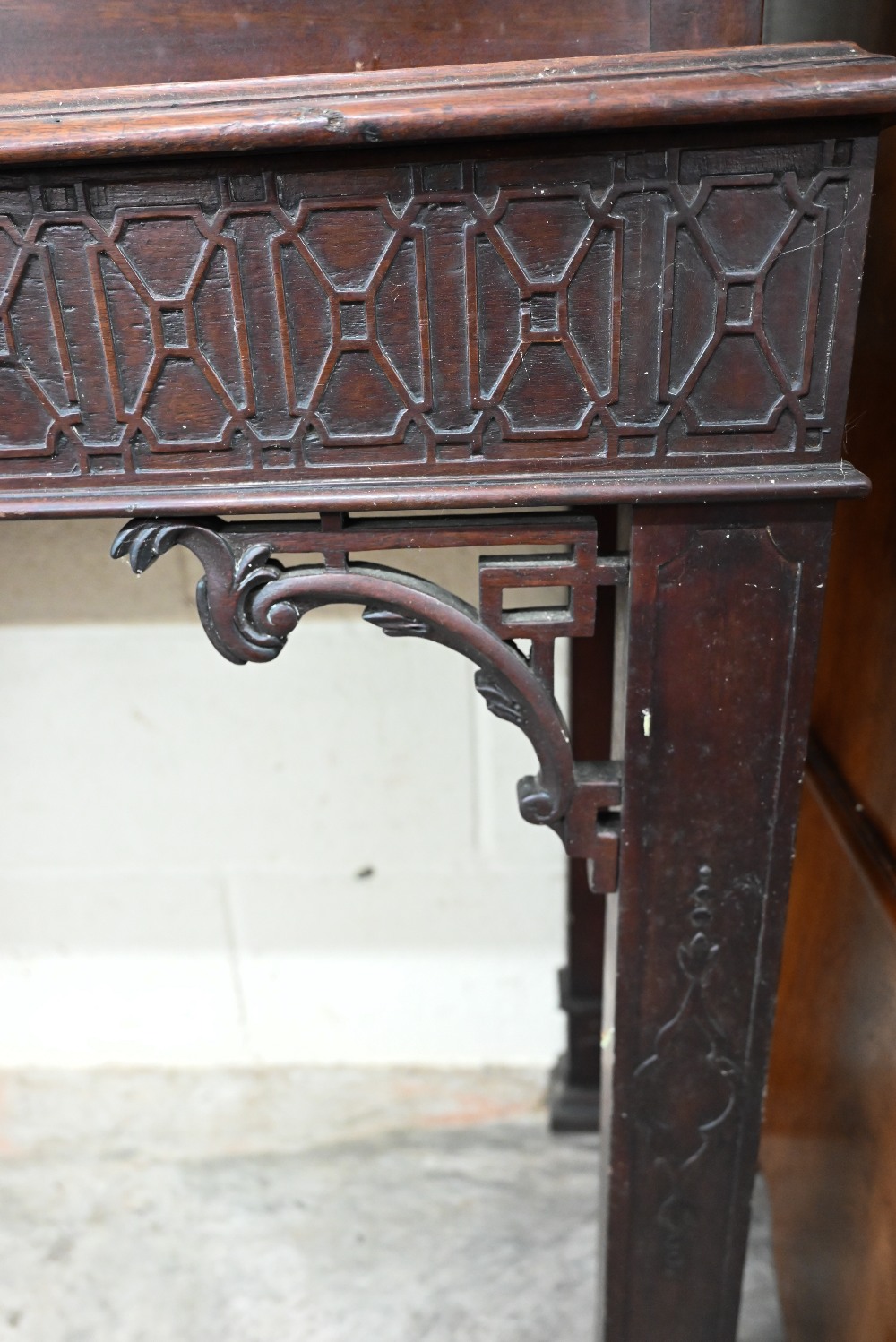 An Edwardian mahogany Chippendale-style bookcase with astragal glazed doors enclosing adjustable - Image 3 of 4