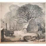 Norman Manners - pencil study of farm yard, signed, 19 x 22 cm