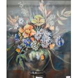 M Machon - Still life pastel study with flowers, signed, 42 x 35 cm