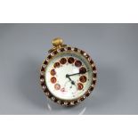 A Victorian style goliath ball desk clock, the white dial with part enamelled Arabic hour markers,