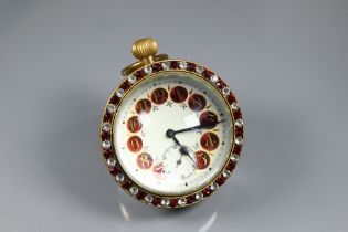 A Victorian style goliath ball desk clock, the white dial with part enamelled Arabic hour markers,