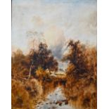 English school - View towards Salisbury from the River Avon, oil on canvas, indistinctly signed