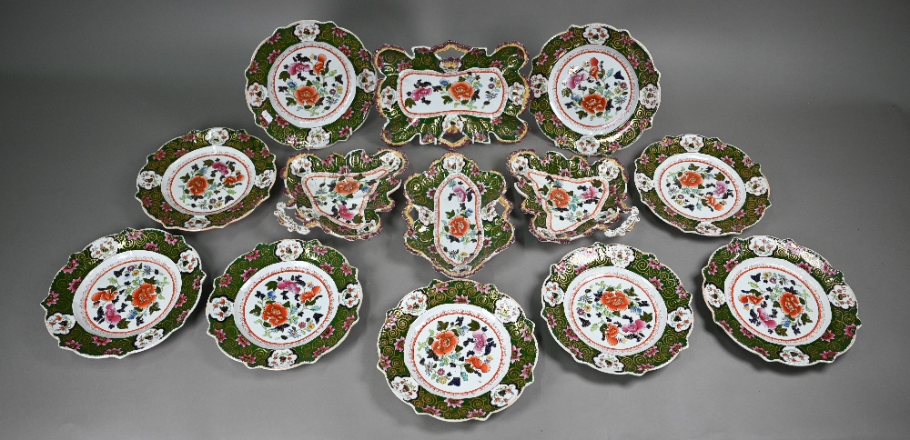 A Regency Patent Ironstone china fruit service, printed, painted and gilded with floral designs
