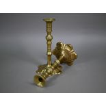 A pair of early 19th century cast brass candlesticks, 21 cm h (2)
