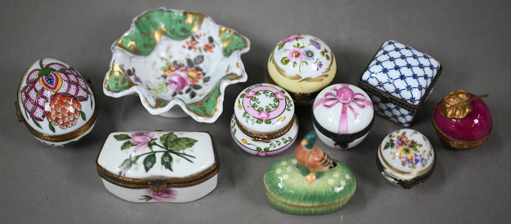 A pair of Dresden china floral-painted chambersticks to/w a Haviland Limoges stemmed basket, five - Image 4 of 6