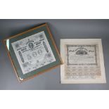 American Civil War - an 1863 Confederate States $500 loan certificate, mounted, framed and glazed