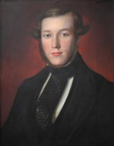 English school - Portrait of a young gentleman John Major, oil on board, 60 x 47 cm