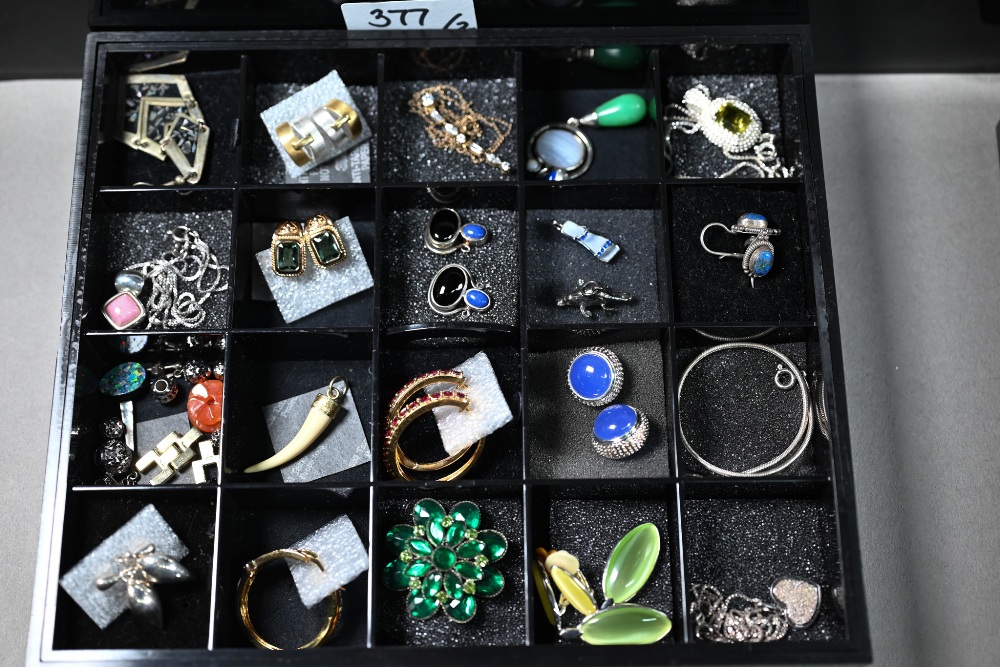 Two boxes various earrings and pendants, mostly stamped 925 and set with simulated gemstones, glass, - Image 4 of 5