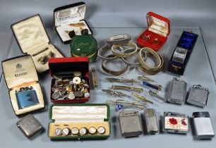 Gentleman's accoutrements including studs, cufflinks, buttons, shirt cuffs to/w various cigarette