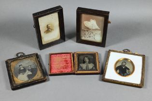 Three Victorian ambrotype portraits to/w two other 19th century photographs (5 - all a/f)