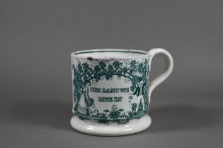 Robert Burns interest - An early 19th century Staffordshire pearlware mug, transfer-printed in green