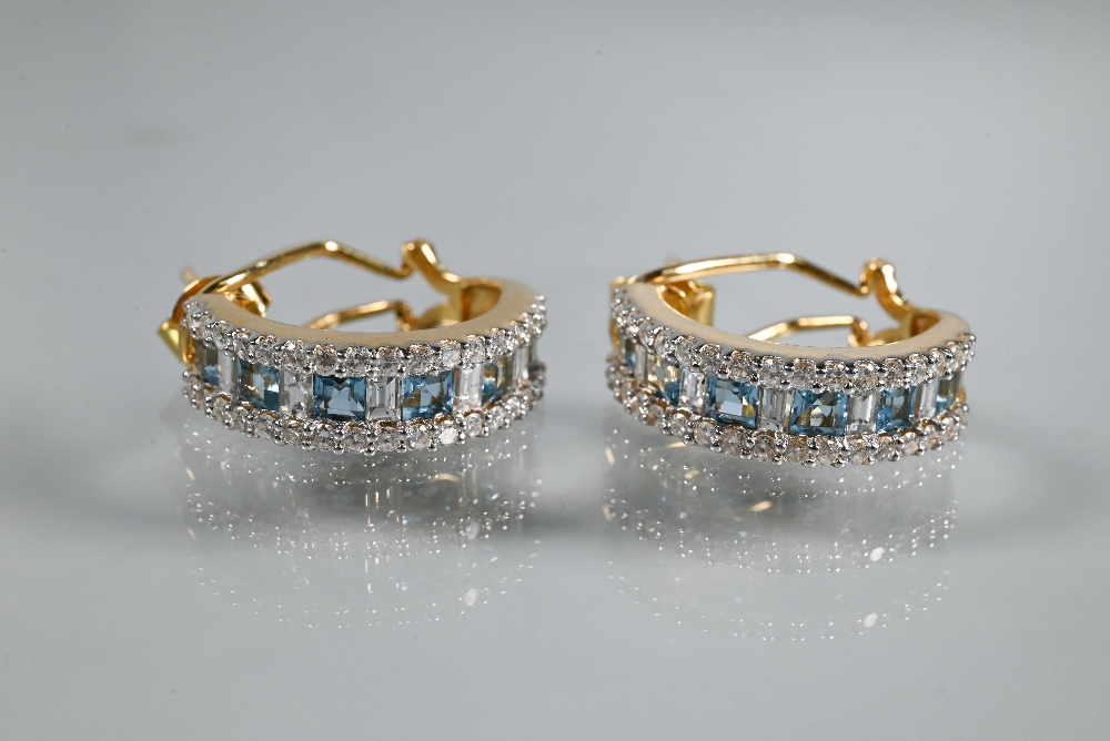 A diamond and blue topaz suite comprising half-hinged bangle with alternate channel-set diamonds and - Image 6 of 8