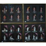 A set of twenty-four Indian paintings on mica, depicting servants and musicians, mounted in four