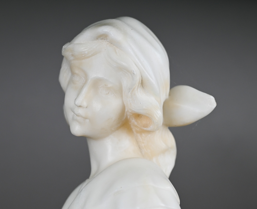 A late 19th century Continental alabaster figure of a country girl with basket (unsigned), 50 cm - Image 4 of 7