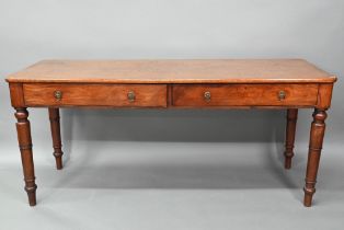 A Victorian mahogany low serving sideboard, with two frieze drawers and raised on turned legs, 167