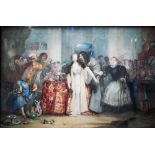 F P Stephanoff (1790-1860) - The marriage banquet, watercolour, signed, 30 x 46 cm