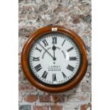 'The Birmingham School Board', J Hawk, a fruitwood cased single fusee 8-day school clock, 48 cm dia.