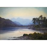 Edward H Thompson (1879-1949) - 'Eventide - Windermere and the Langdale', watercolour, signed, 15