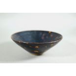 A Chinese Southern Song style Jizhou stoneware conical bowl, covered overall in a 'tortoiseshell'