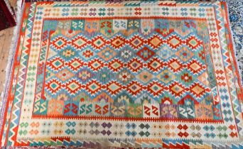 A contemporary Anatolian Kilim, multi-coloured geometric design, 289 cm x 204 cm