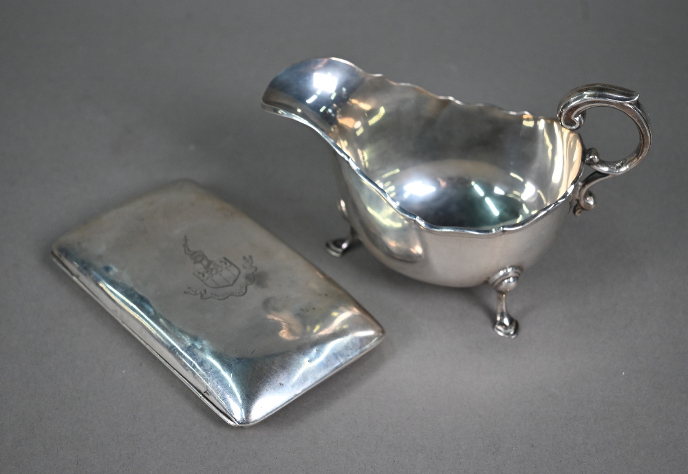 An Edwardian silver hip-pocket cheroot case with engraved family arms and motto, John Millward