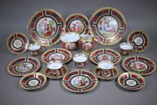 A Vienna porcelain coffee service, printed with classical scenes in the manner of Kauffman,