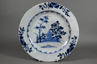 An 18th century Qianlung Chinese blue and white export porcelain plate, circa 1770, decorated with