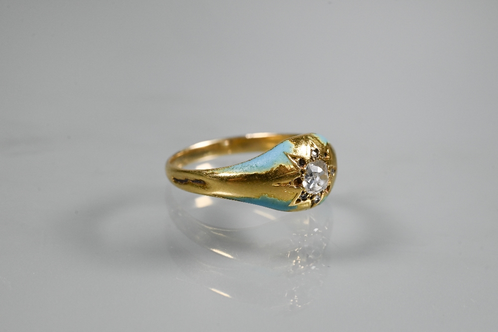 Two rings - rectangular citrine set yellow metal stamped 10k, size L and a Victorian turquoise - Image 4 of 6