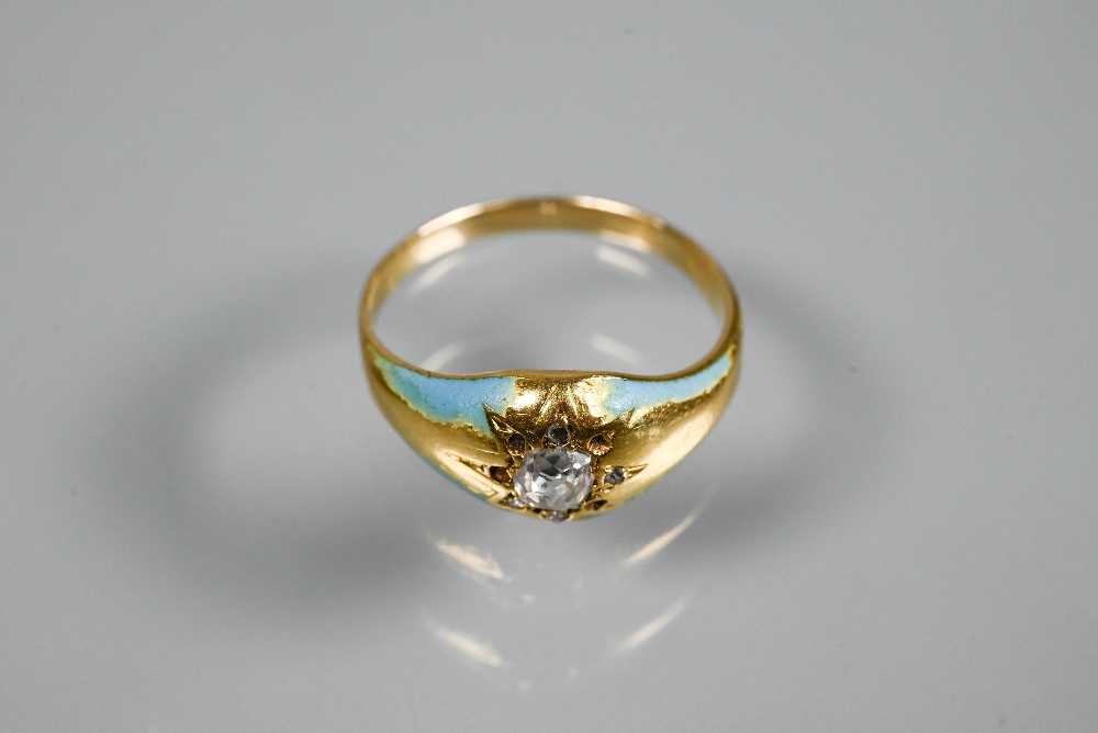 Two rings - rectangular citrine set yellow metal stamped 10k, size L and a Victorian turquoise - Image 6 of 6