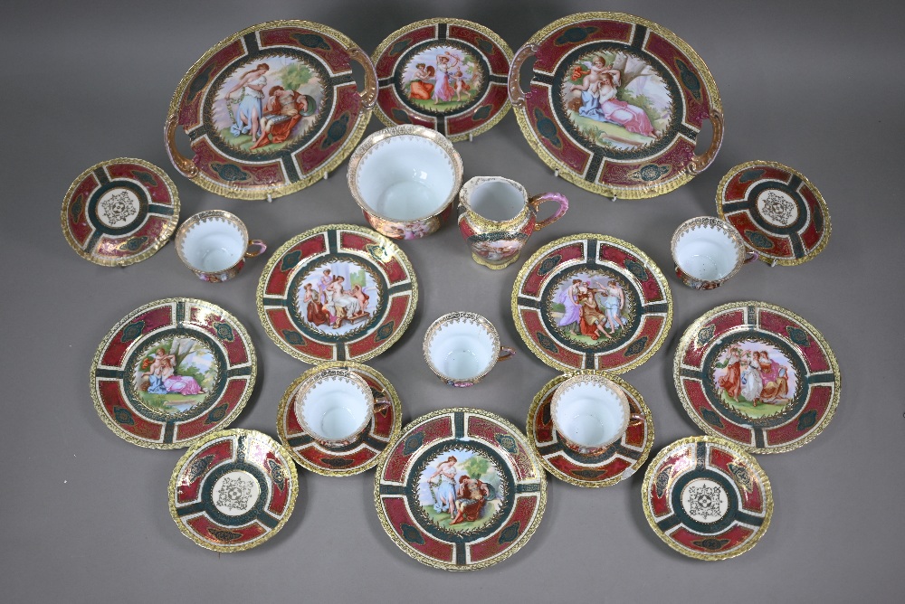 A Vienna porcelain coffee service, printed with classical scenes in the manner of Kauffman, - Image 4 of 10