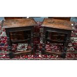 A pair of traditional oak joint stools in the 18th century style, circa 1900 (2)