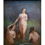 W Etty (1787-1849) attrib - The Bathers, oil on canvas, 40 x 34.5 cm