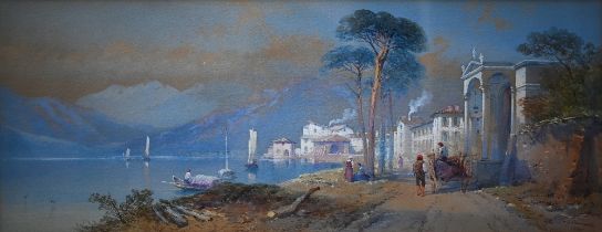 T L Rowbotham (1823-1875) - 'Mentone', watercolour with bodycolour, signed and dated 1865,
