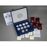 Thirteen various silver proof commemorative crowns