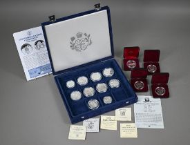 Thirteen various silver proof commemorative crowns