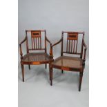 AMENDMENT NO SEAT PADS A pair of 19th century Sheraton style armchairs,