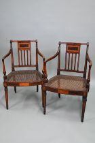 AMENDMENT NO SEAT PADS A pair of 19th century Sheraton style armchairs,