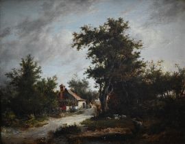 George Burnell Willcock (1811-1852) - Cottage and woodland, oil on canvas, 28 x 34 cm