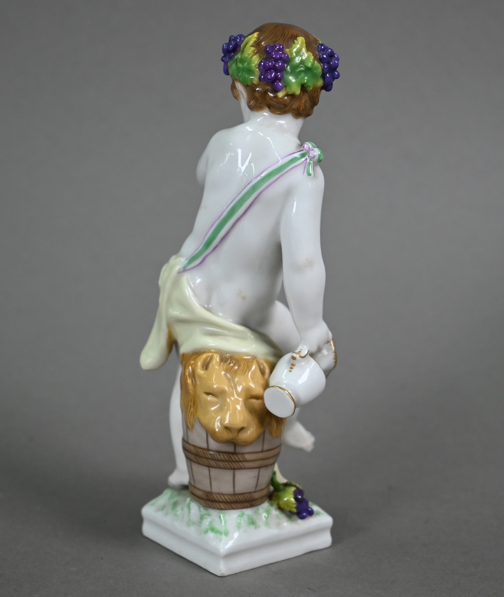 A Berlin KPM porcelain figure of a Bacchanalian putto, 16 cm high, to/w a Limoges Rose et Guillard - Image 4 of 7