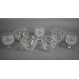 A set of four 19th century cut glass ice cooling bowls with double lips and etched hops and barley