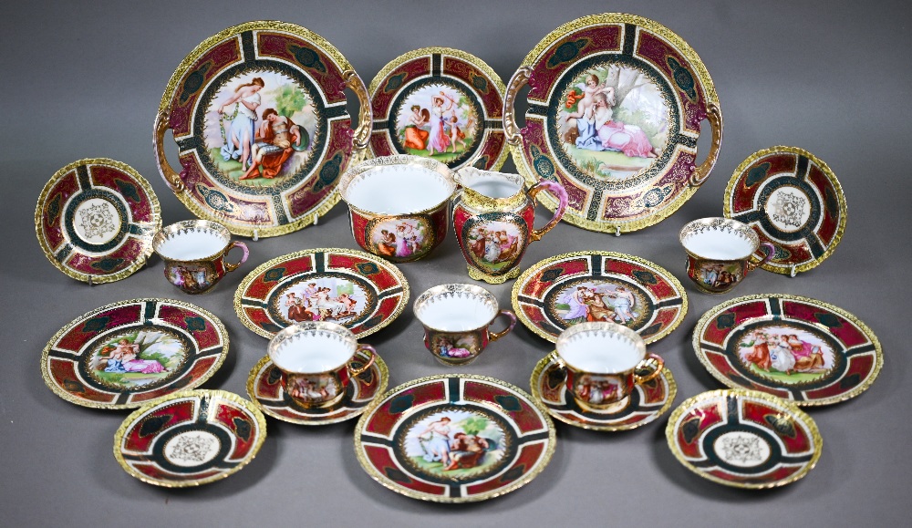 A Vienna porcelain coffee service, printed with classical scenes in the manner of Kauffman, - Image 2 of 10