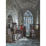 Louise Rayner - 'The Chapel, Haddon Hall', watercolour, signed, 25 x 19 cm