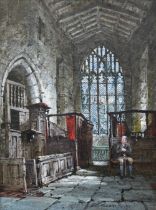 Louise Rayner - 'The Chapel, Haddon Hall', watercolour, signed, 25 x 19 cm