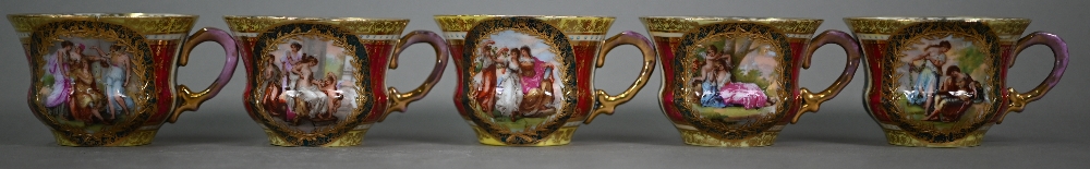 A Vienna porcelain coffee service, printed with classical scenes in the manner of Kauffman, - Image 9 of 10