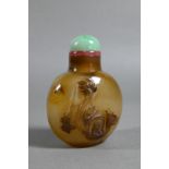 A large Chinese Suzou agate snuff bottle (possibly Zhitling school) 1750-1850, Qing dynasty,