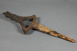 A Victorian cast iron grave marker or stake, high overall, 28 cm high overall