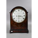 T Snow, Knaresborough, a Regency brass inlaid mahogany cased 8-day repeat twin fusee bracket